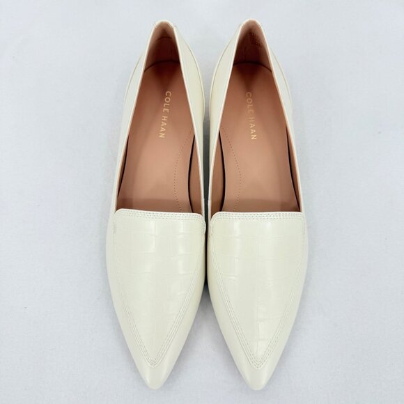 NWB Cole Haan Women's Vialetta Croc Pattern Ivory Leather Loafer Shoes Size 9.5B - Picture 3 of 12